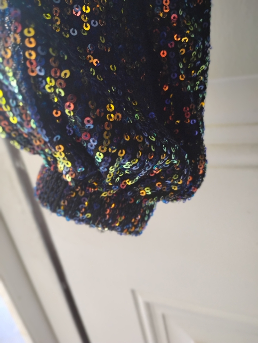 NEW ROMPER ALTAR'D STATE RAINBOW  SEQUINS BISHOP SLEEVES DRESS XS 0-2 NWT - Picture 7 of 10